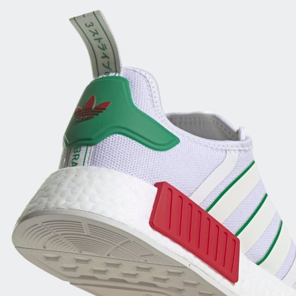 Adidas Originals Nmd R1 Mens Low Casual Shoes White Red Green HQ1434 NEW Multi - Picture 6 of 6